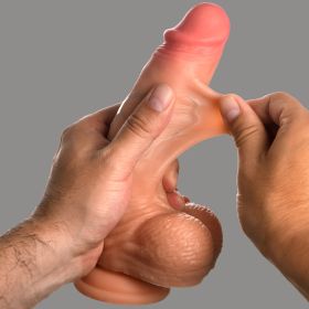 Real Skin Silicone Dildo with Balls - 8 Inch