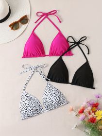 Women's Fashion Bikini Triangle Top Set, Sexy V-shaped Triangle, Three-piece Set (Option: S-Black)